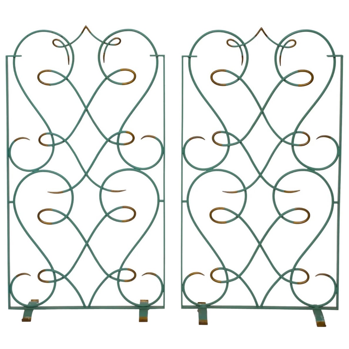 French Art Deco Wrought Iron Fire Screens attributed to Gilbert Poillerat  For Sale