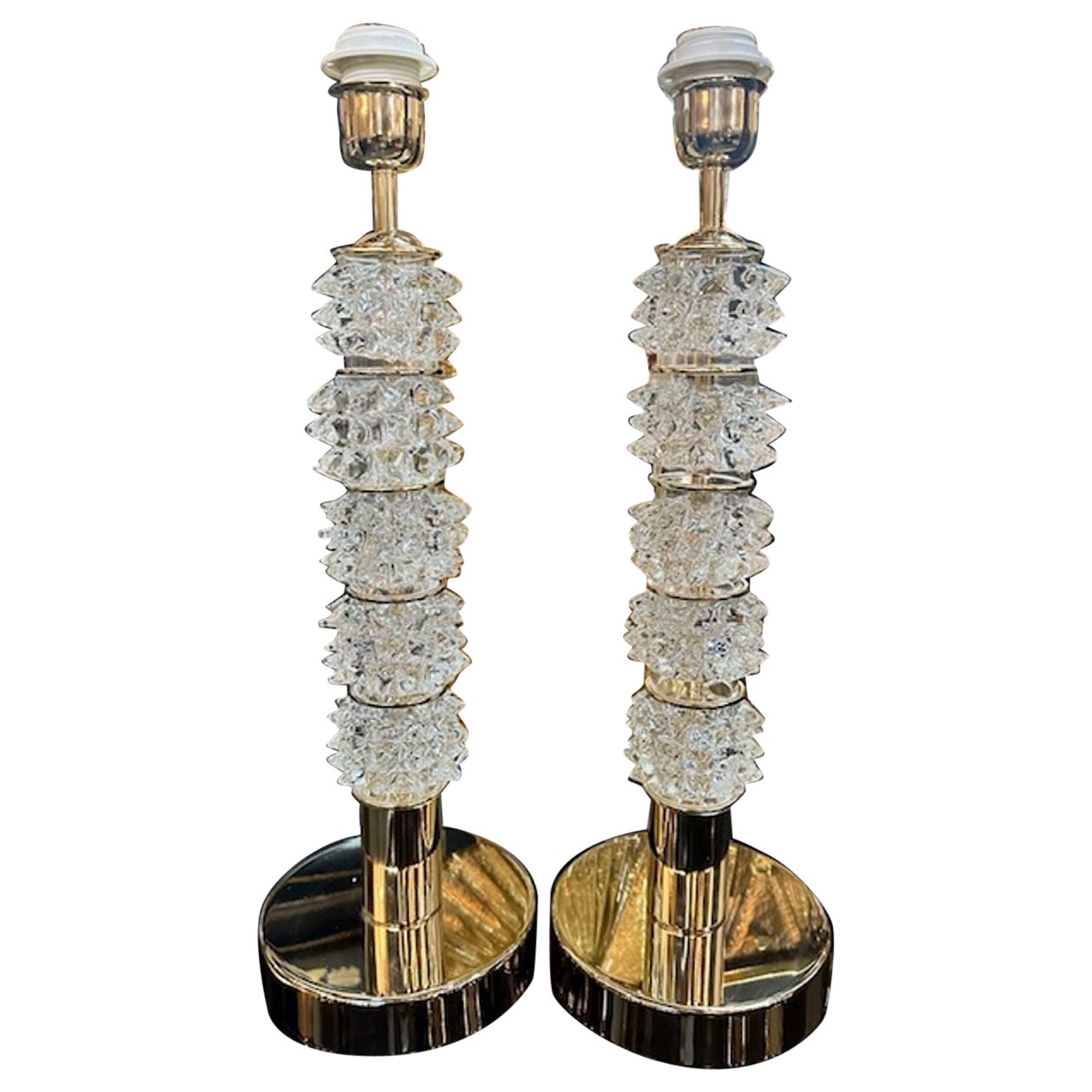 Clear Murano "Rostrada" Lamps For Sale