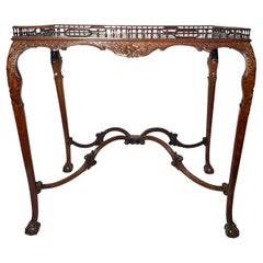 Antique English Georgian Chippendale Style Mahogany Silver Table, Circa 1820's.