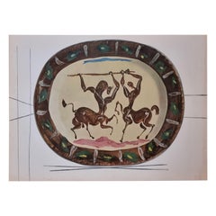 Used Albert Skira Print of battle of Centaurs, Ceramic Plate, "Céramiques De Picasso"