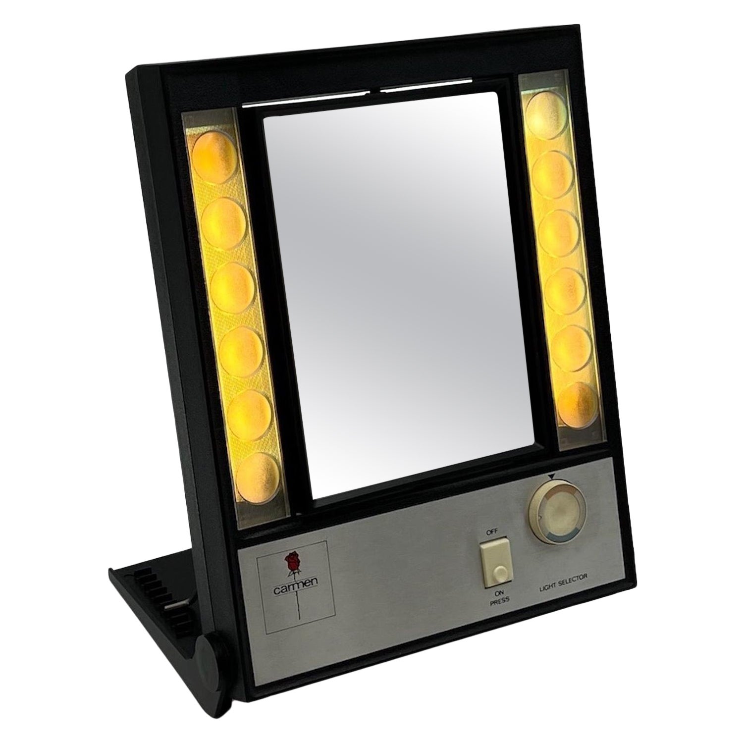 Space Age Mirror with Built-in Lights from Carmen, Denmark, 1970s For Sale
