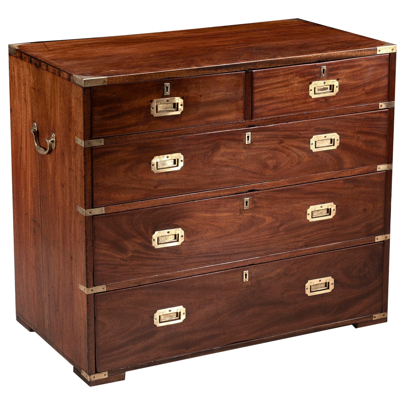 Chest of Drawers Campaign Military Mahogany Brass 19th Century For Sale