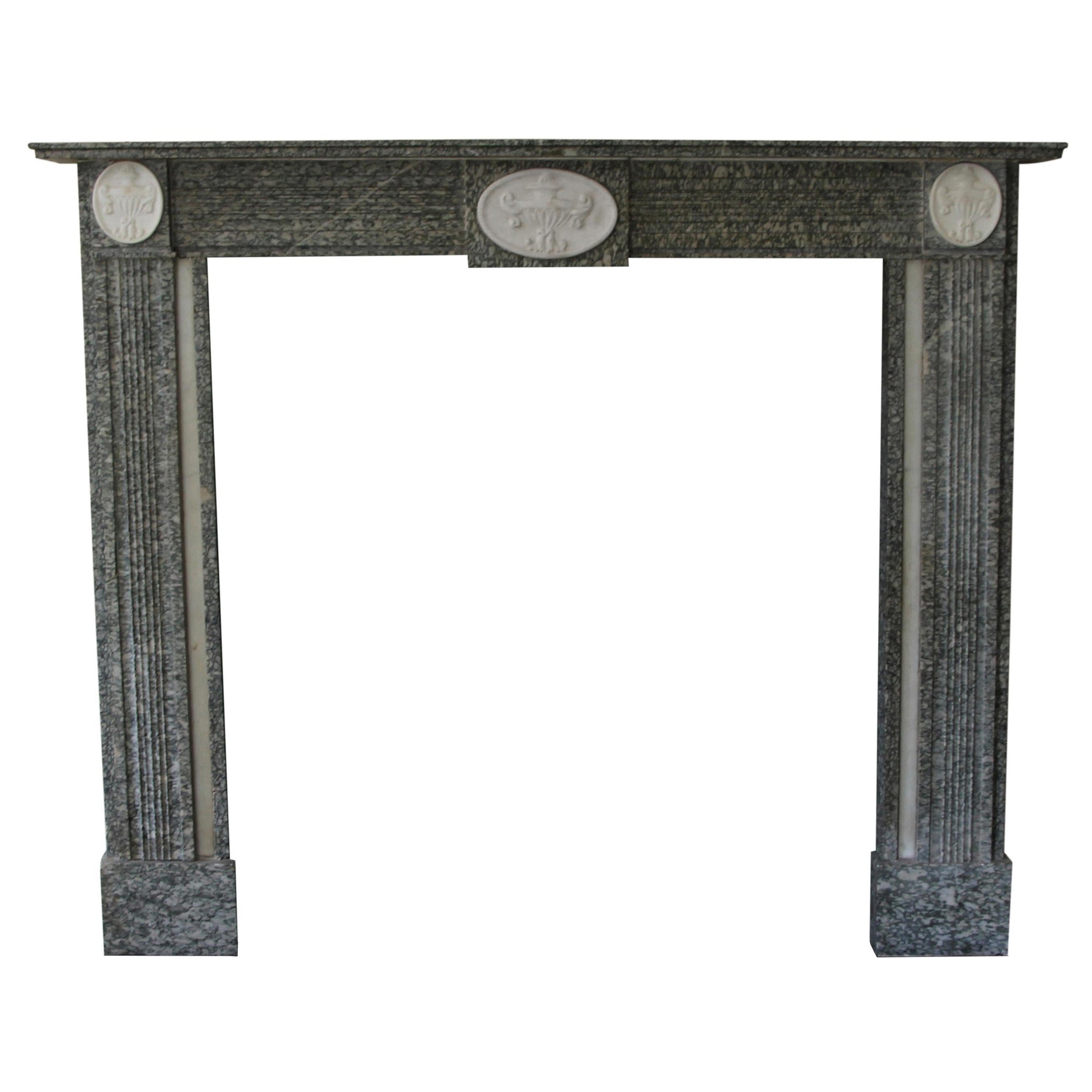 Waldorf Astoria Hotel Gray Marble Mantel with Urn Detail For Sale