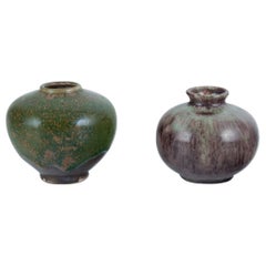 Elly Kuch and Wilhelm Kuch, Germany. Two ceramic vases in green and brown tones