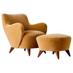 Barrell Chair and Ottoman by Vladimir Kagan (Model 100A)