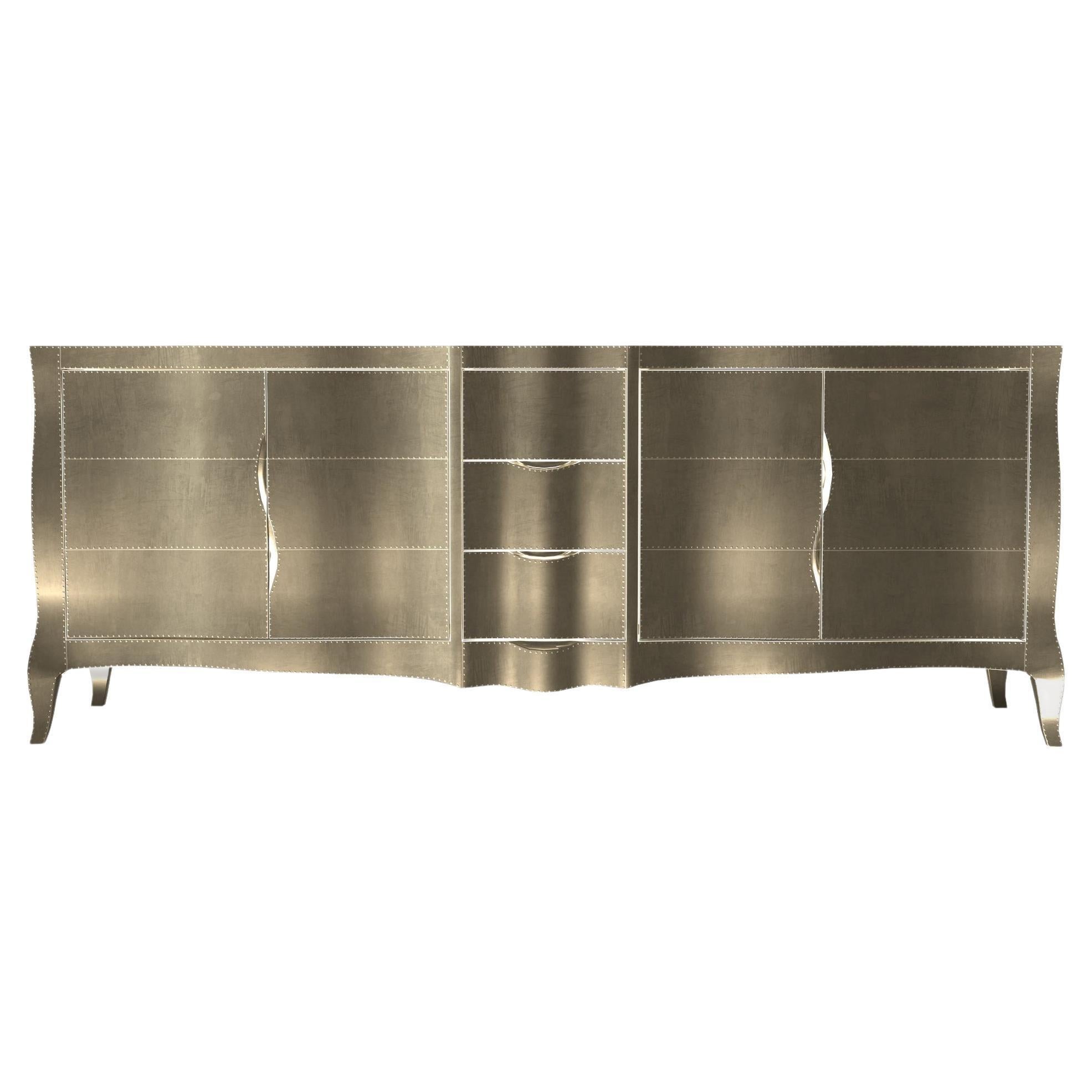 Louise Credenza Art Deco Credenzas in Smooth Brass by Paul Mathieu for S Odegard