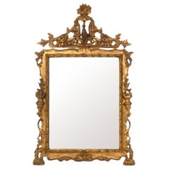 Miroir Chinoiserie doré France circa 1950 52 "h x 33.5 "w