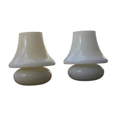 Vintage Mushroom Table Lamps in Murano glass Venini Style Design 1970s