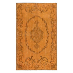 5x8 Ft Orange Handmade Turkish Area Rug, Bohem Eclectic Room Size Carpet