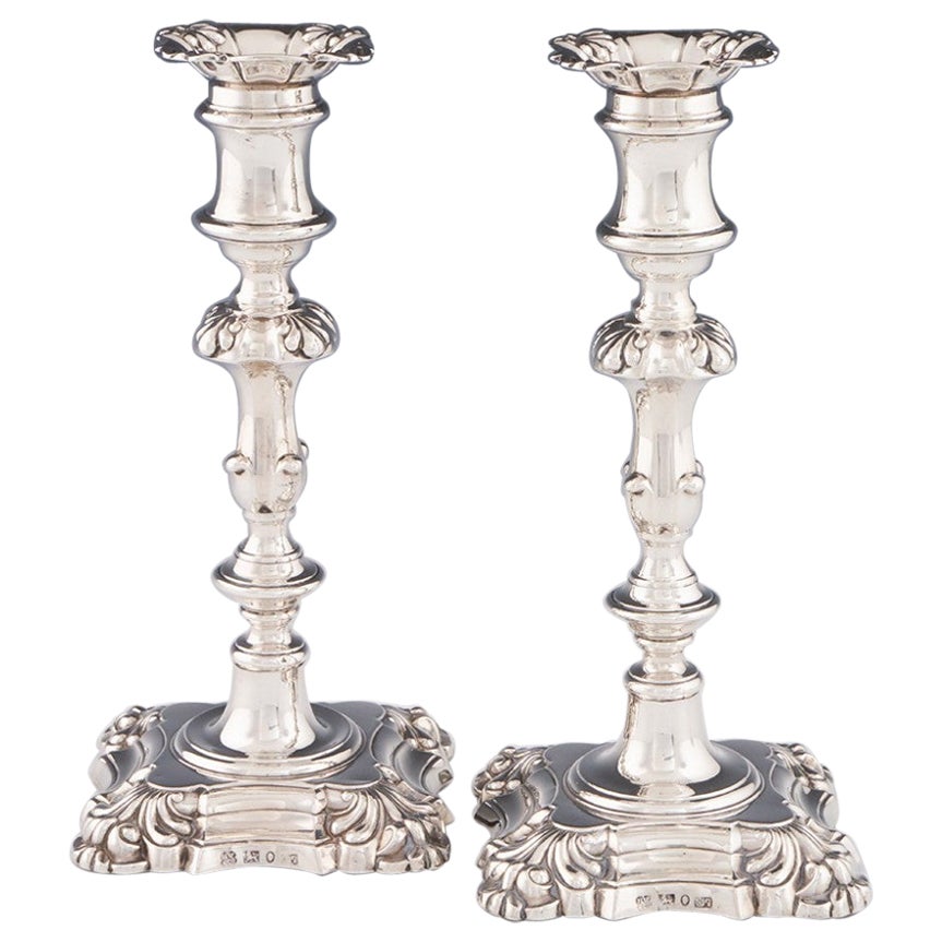 Pair William IV Candlesticks Sheffield 1836 For Sale