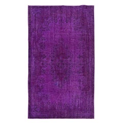 Used 5.8x10 Ft Handmade Turkish Rug in Purple for Bedroom, Modern Living Room Carpet