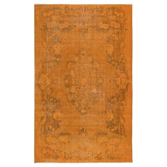 Vintage 6.8x10.6 Ft One-of-a-kind Wool Area Rug in Orange, Handknotted in Turkey