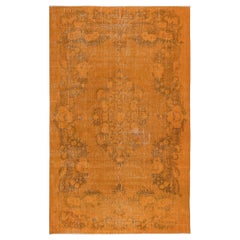 6.8x10.6 Ft Contemporary Wool Area Rug in Orange, Handknotted in Turkey