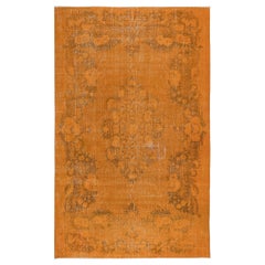 6.8x10.6 Ft Tapis de laine unique en orange, noué à la main en Turquie