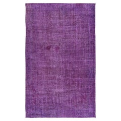 Vintage 6x9.8 Ft Purple Handmade Indoor Outdoor Rug for Bedroom. Turkish Bohemian Carpet
