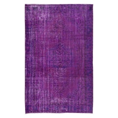 5.5x8.5 Ft Modern Handmade Rug in Purple & Purplish Blue. Turkish Carpet