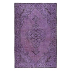 Handgefertigter moderner türkischer Teppich aus Isparta, Türkei, 6,4x9.7 Ft, lila, modern