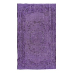 5x8.6 Ft Royal Purple Turkish Area Rug, Hand Made Modern Carpet, Bodenbelag