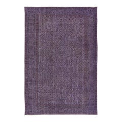 6.2x9.3 Ft Splendid Handmade Turkish Rug with Flower Design & Purple Background