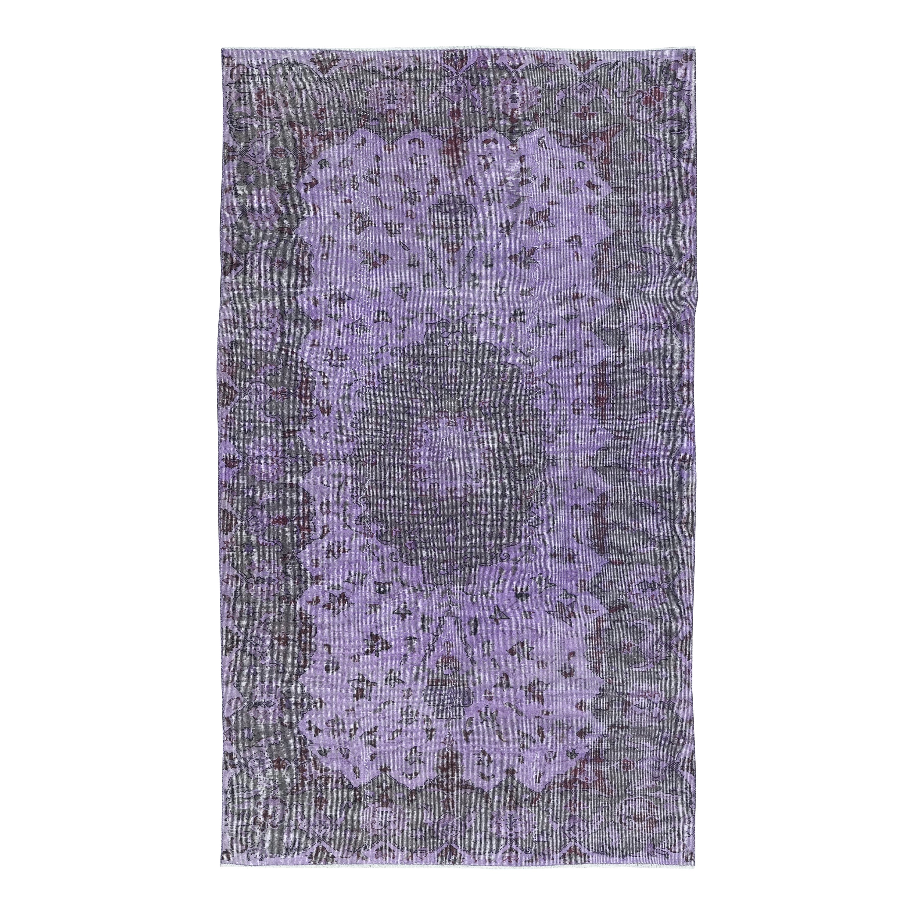 5.3x8.8 Ft Modern Purple Area Rug, Handknotted and Handwoven in Turkey For Sale