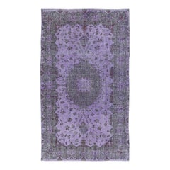 Vintage 5.3x8.8 Ft Modern Purple Area Rug, Handknotted and Handwoven in Turkey