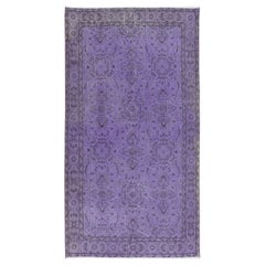 Vintage 3.8x6.8 Ft Purple Area Rug, Handmade Kitchen Rug, Upcycled Turkish Carpet