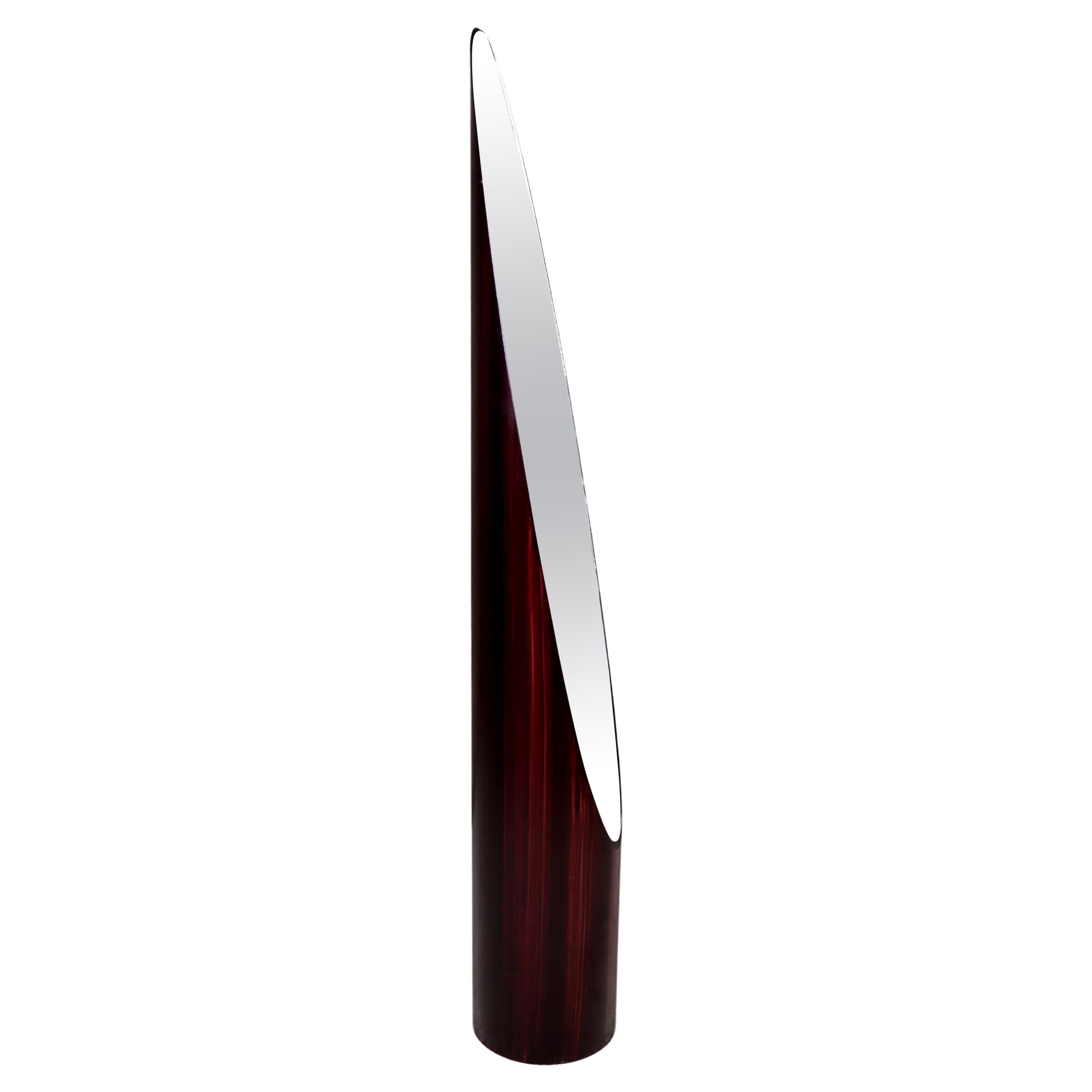 Rodolfo Bonetto – Lipstick Mirror – Unghia – Faux Wood – 1970s For Sale