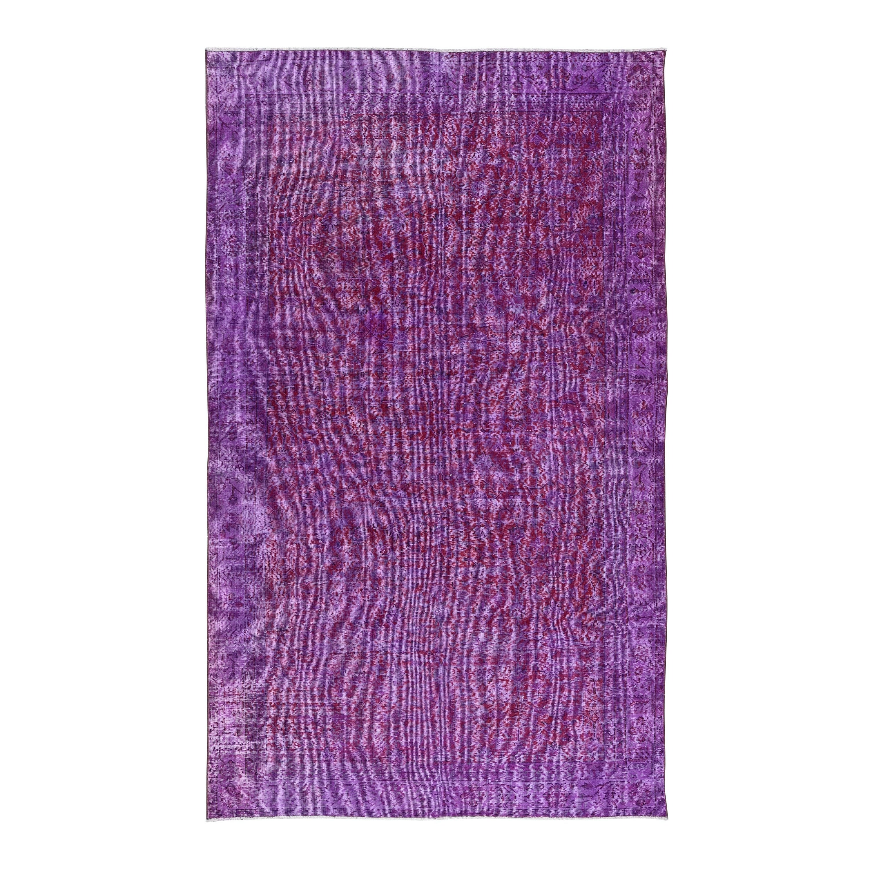 6.4x10.5 Ft Modern Handmade Turkish Sparta Wool Area Rug in Purple For Sale