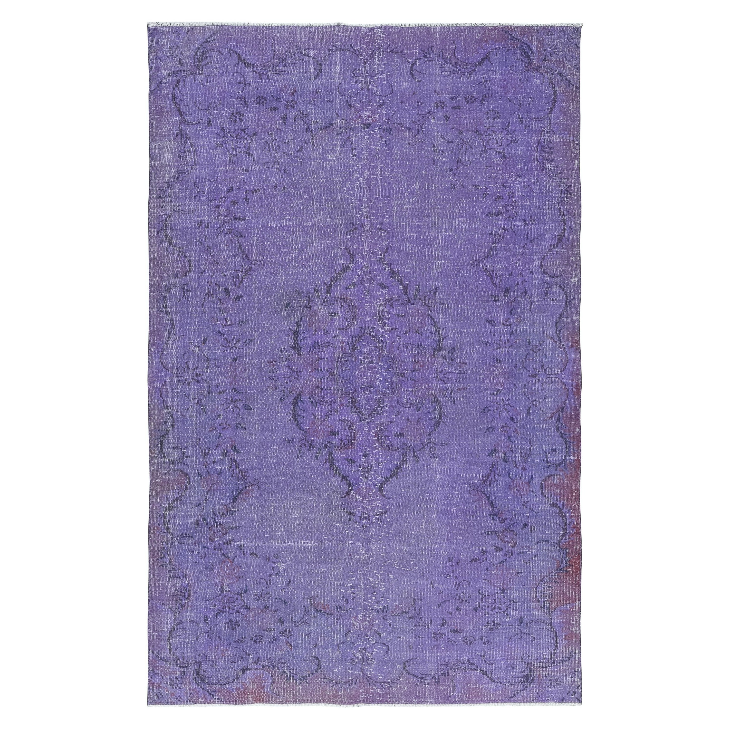 6.2x9.7 Ft Orchid Purple Handmade Area Rug for Modern Office & Living Room For Sale
