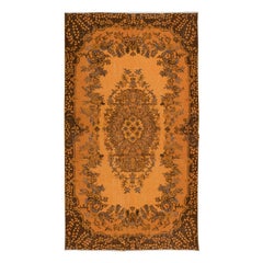 Handgefertigter türkischer Teppich aus Wolle in gebranntem Orange, Rostfarben, 4x6.7 Ft für moderne Inneneinrichtung