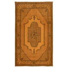 5.5x9 Ft Modern Handmade Turkish Area Rug with Medallion Design in Orange