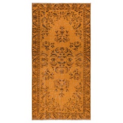 Vintage 4.5x8.7 Ft Orange Area Rug From Turkey, Hand Knotted Contemporary Carpet