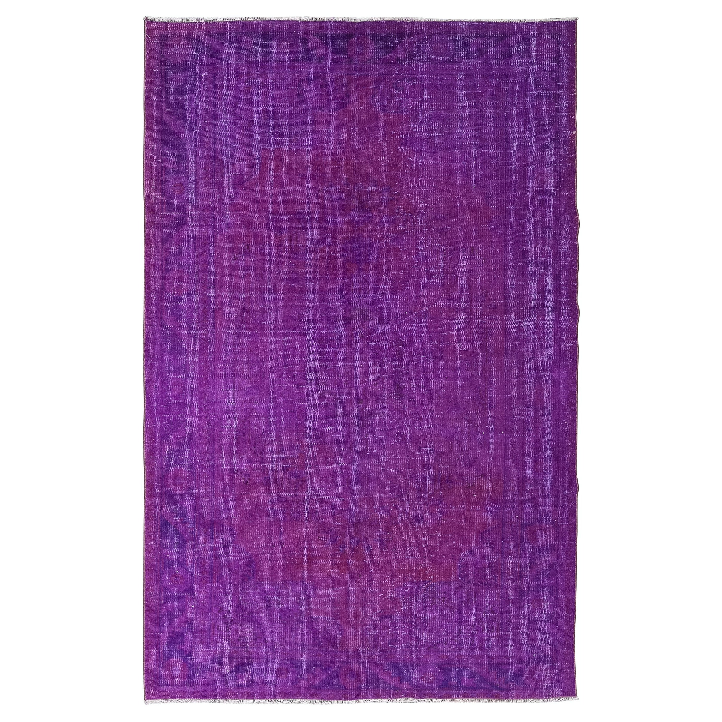 6x9.2 Ft Decorative Handmade Turkish Area Rug in Purple, Great 4 Modern Interior For Sale