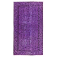 Vintage 4.2x7.6 Ft Contemporary Living Room Carpet in Purple, Handmade Turkish Area Rug