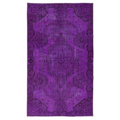 Retro 5.7x9.3 Ft Rustic Purple Handmade Room Size Rug, Upcycled Turkish Carpet