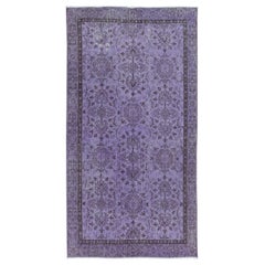 3.5x6.6 Ft Turkish Royal Purple Rug, Modern Handmade Upcycled Small Carpet