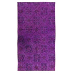 3.6x6.4 Ft Hand Knotted Accent Rug, Purple Floral Design Carpet from Turkey