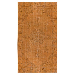 Handgefertigter Art-Déco-Teppich, 5,5x9.6 Ft, orangefarbener Teppich für Esszimmer und Wohnzimmer