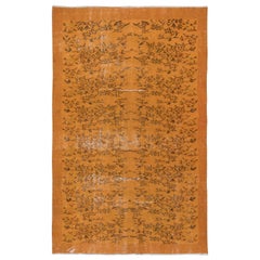 6x8.8 Ft Handmade Turkish Rug in Orange, Ideal for Modern Interiors