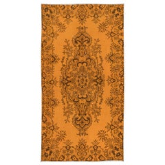 Vintage 3.6x7 Ft Home Decor Rug, Orange Floor Covering, Modern Handmade Turkish Carpet
