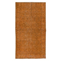 3.7x6.8 Ft Hand Made Turkish Accent Rug in Orange, Modern Floral Pattern Carpet (Tapis à motifs floraux modernes)