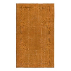 4.8x7.8 Ft Art Deco Inspired Handmade Orange Wool Area Rug for Modern InteriorS
