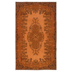 5.6x9.2 Ft Handmade Turkish Orange Rug, Modern Medallion Design Carpet
