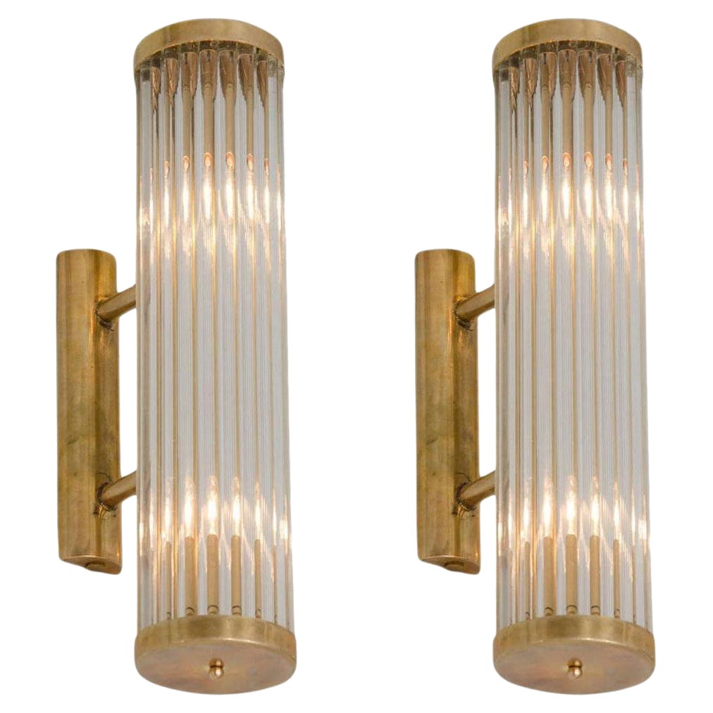 Two pairs of Italian Brass Arm Wall Lights IP44 rated For Sale