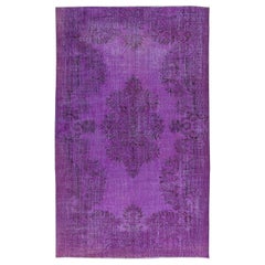 5.7x9 Ft Decorative Area Rug in Purple for Modern Interiors, Handmade in Turkey