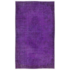 Vintage 5.3x9 Ft Modern Violet Purple Carpet, Handmade Turkish Rug, Bohemian Home Decor