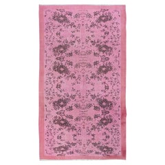 5.2x9.2 Ft Modernity Handmade Turkish Area Rug with Pink Background & Solid Border (Tapis turc à fond rose et bordure unie)