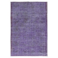 Vintage 6.8x10 Ft Orchid Purple Home Decor Rug, Handmade Modern Turkish Wool Carpet