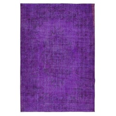6.7x10 Ft Handgefertigter türkischer Teppich, moderner violetter und lila Teppich, böhmischer Wohndekor