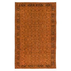 5.8x9,3 Ft Orange Handgefertigter türkischer Teppich mit botanischem All-Over-Design